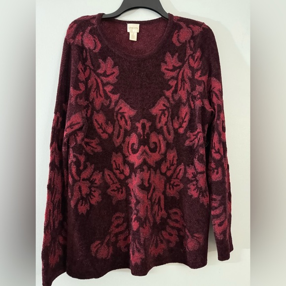 Chico's Burgundy and Red Patterned Sweater - Picture 1 of 8